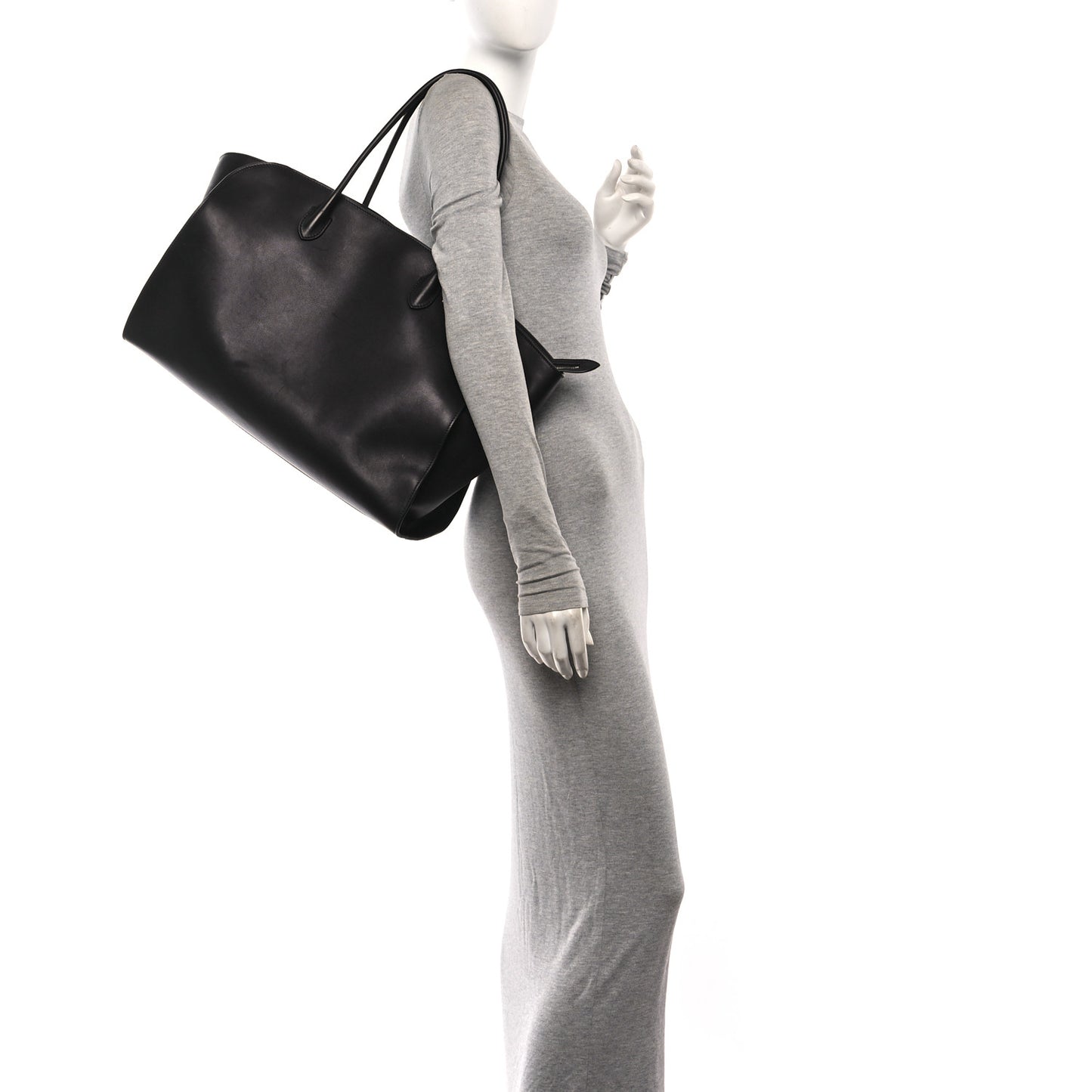 Polished Saddle Calfskin Marlo 17 Tote Bag Black