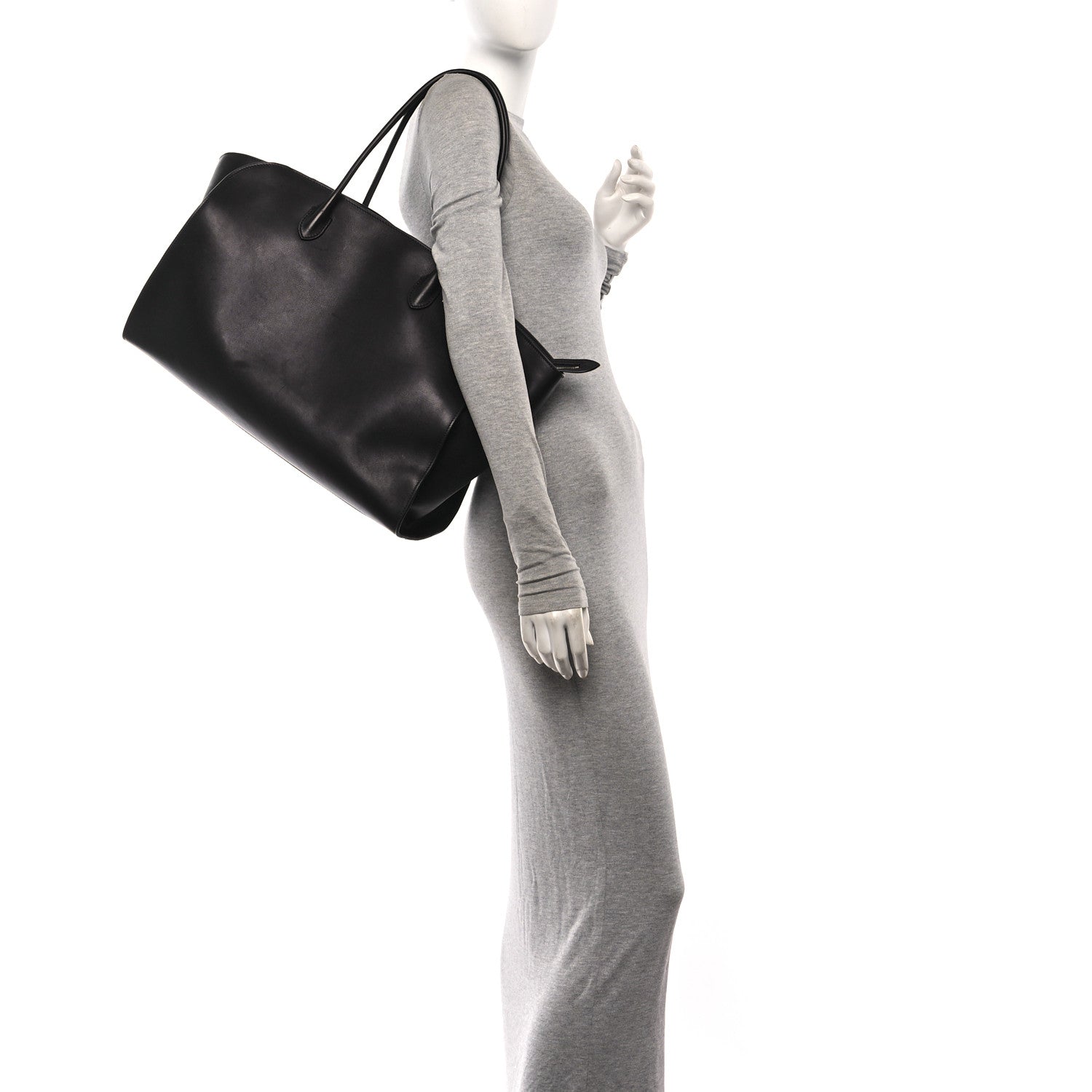 The Row Polished Saddle Calfskin Marlo 17 Tote Bag Black 2 of 9