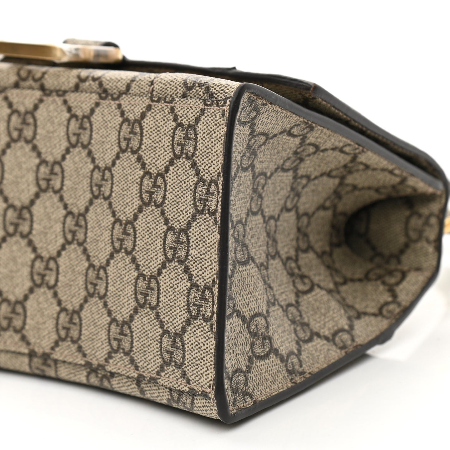 X GUCCI GG Supreme Monogram Small Hourglass Top Handle Bag Beige Ebony