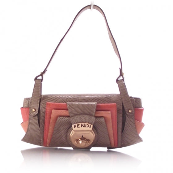 Lizard Ruffled TurnLock Pochette