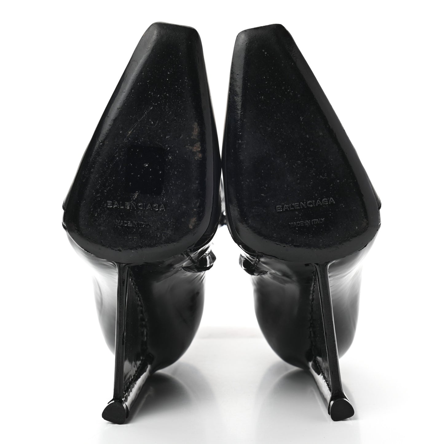 Patent Calfskin Scuba Wedge Ankle Boots 35 Black Gray
