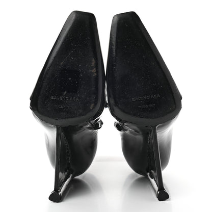 Balenciaga Patent Calfskin Scuba Wedge Ankle Boots 35 Black Gray 5 of 9