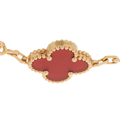 Van Cleef & Arpels 18K Rose Gold Carnelian 5 Motifs Guilloche Vintage Alhambra Bracelet 4 of 4