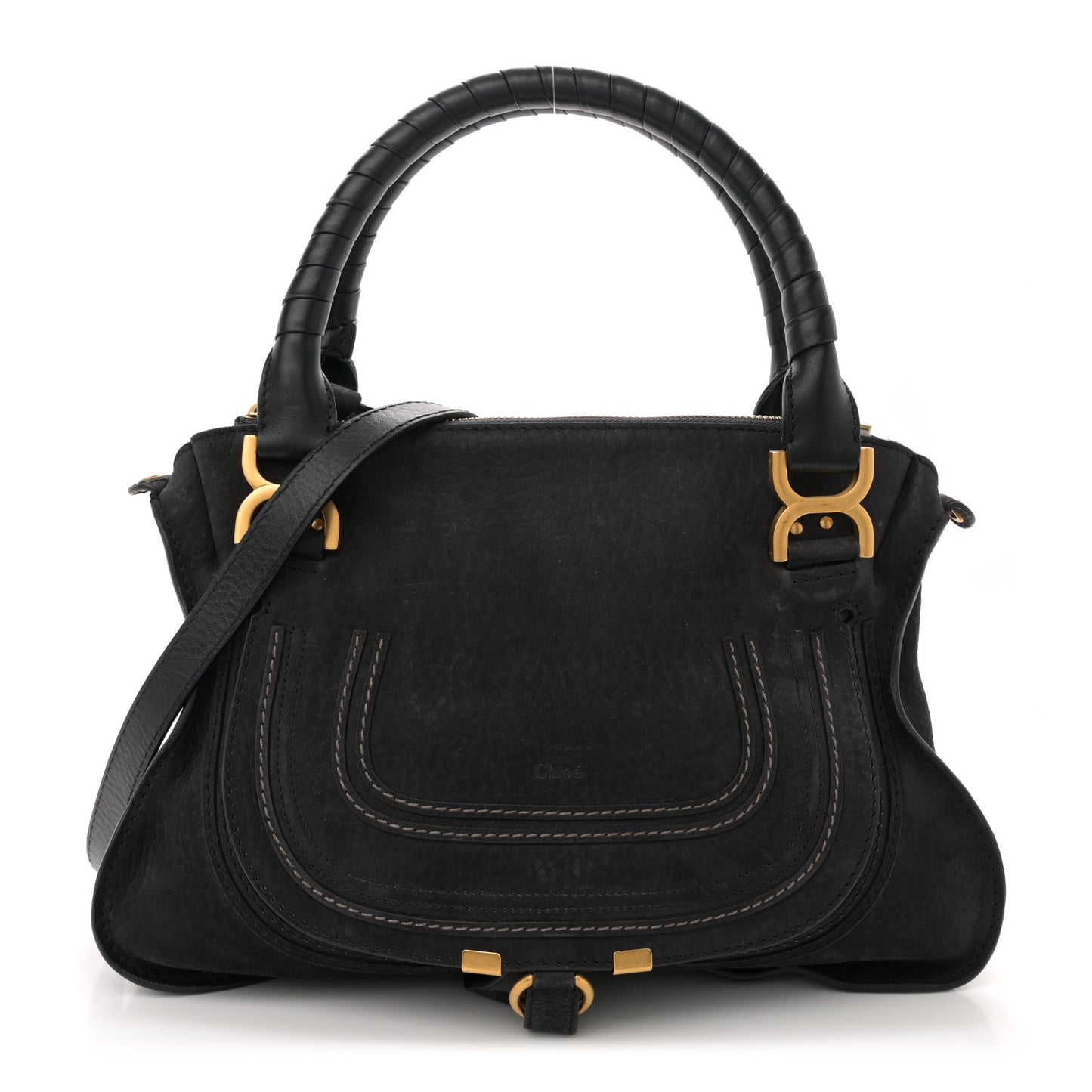 Nubuck Calfskin Medium Marcie Satchel Black