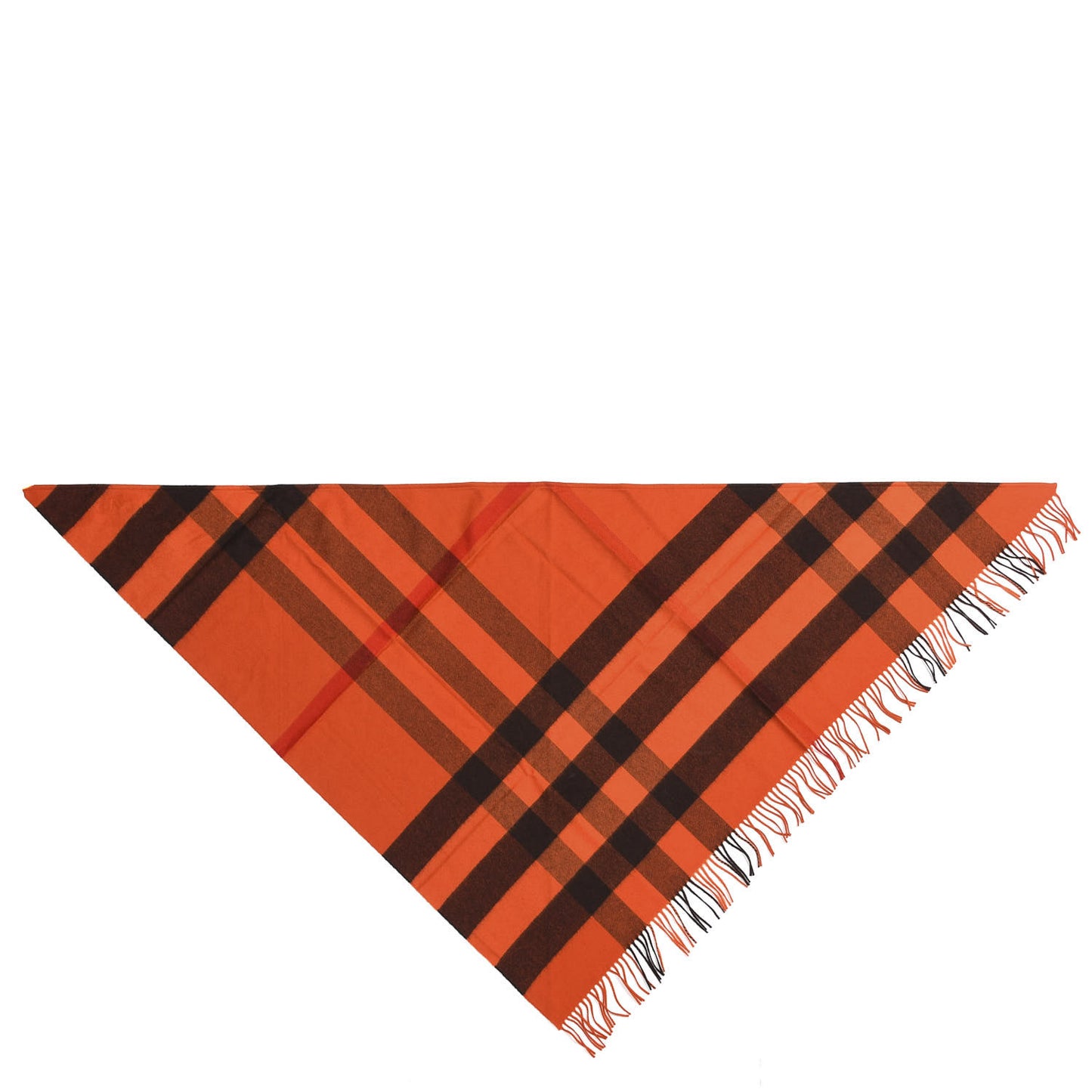 Cashmere Mega Check Triangle Bandana Scarf Orange Red