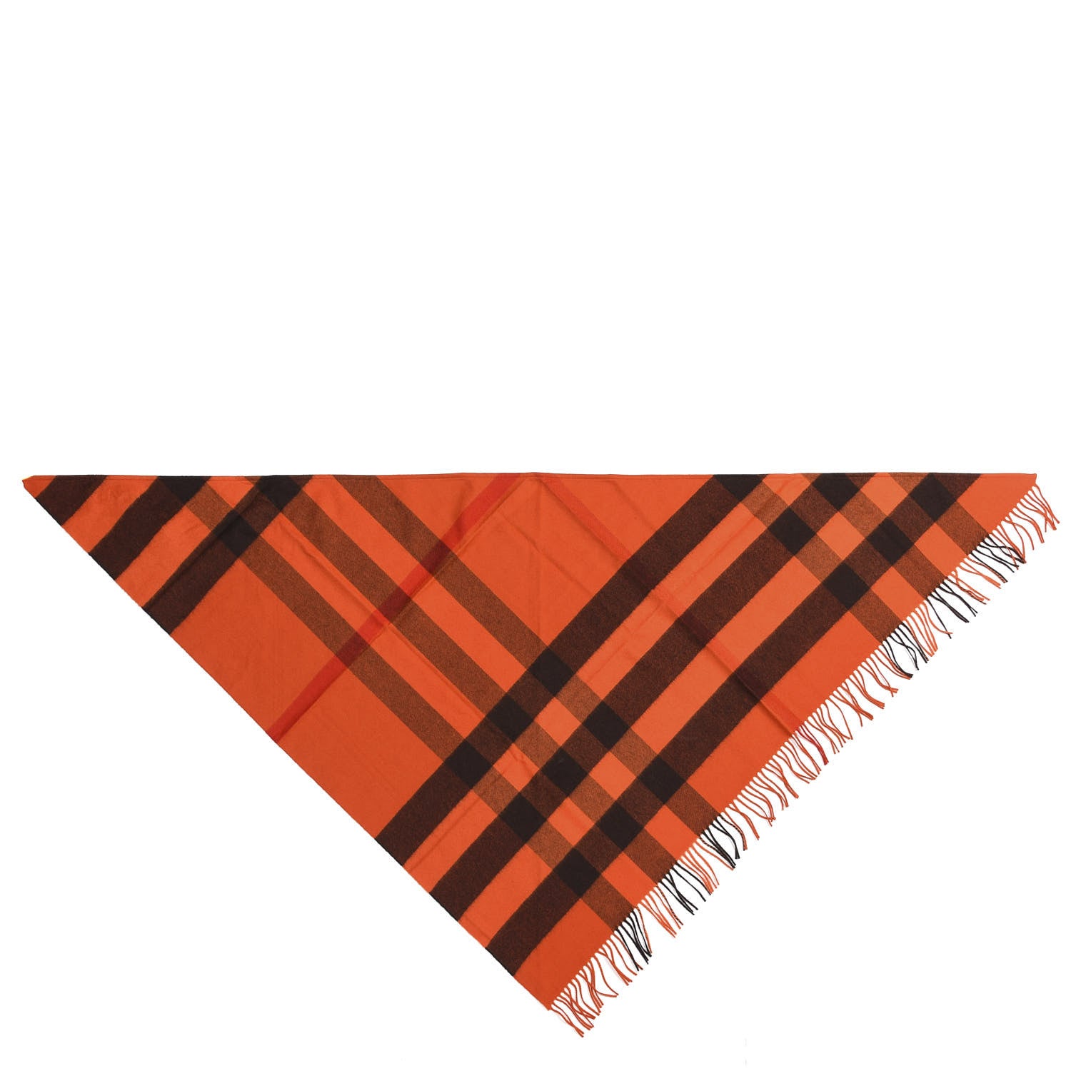 Burberry Cashmere Mega Check Triangle Bandana Scarf Orange Red 1 of 3