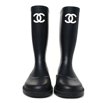 Chanel Caoutchouk CC High Boots 40 Black 3 of 9