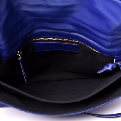 Balenciaga Chevre Gold Metallic Edge Hardware Envelope Clutch Bleu Roi 6 of 11