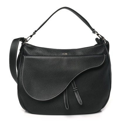 Christian Dior Grained Calfskin Saddle Soft Bag Black 1 of 9