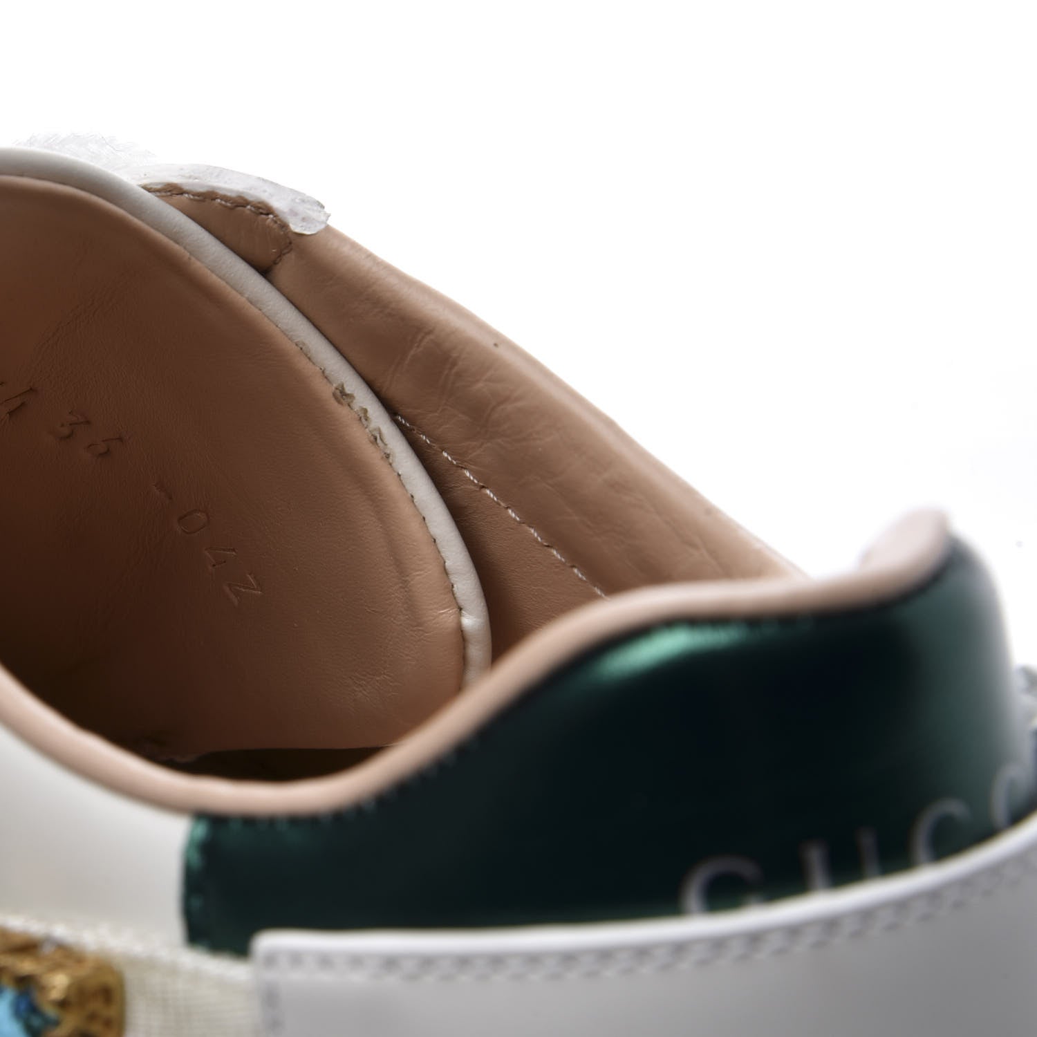 Gucci Calfskin Removable Crystals Bee Embroidered Ace Platform Sneakers 36 White 10 of 11