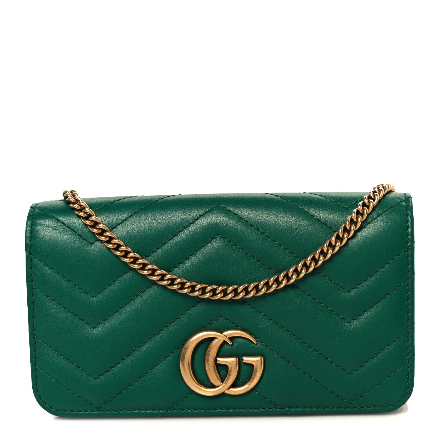 Gucci Calfskin Matelasse GG Marmont Mini Bag Emerald Green 1 of 10