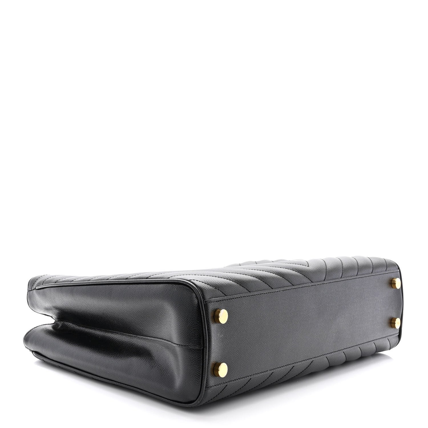 Saint Laurent Grain De Poudre Matelasse Chevron Monogram Shopping Bag Black 4 of 20