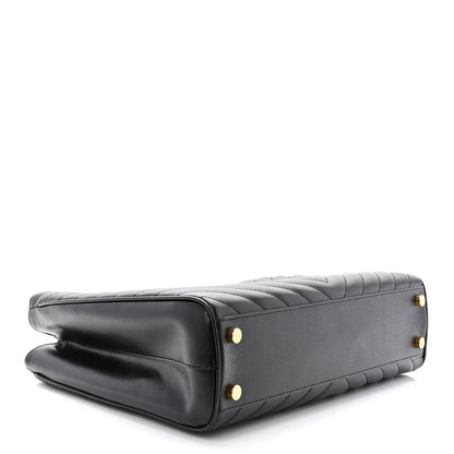 Saint Laurent Grain De Poudre Matelasse Chevron Monogram Shopping Bag Black 4 of 20