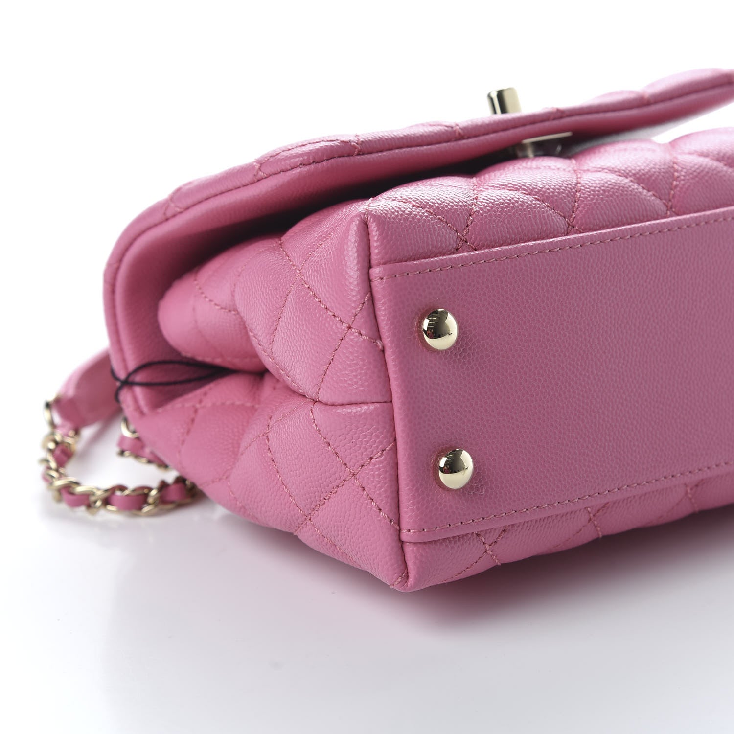 Chanel Caviar Quilted Lizard Embossed Extra Mini Coco Handle Flap Pink 6 of 10