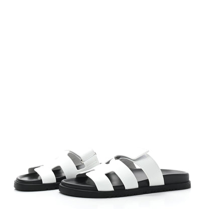 Hermes Calfskin Womens Chypre Sandals 39 White 3 of 7