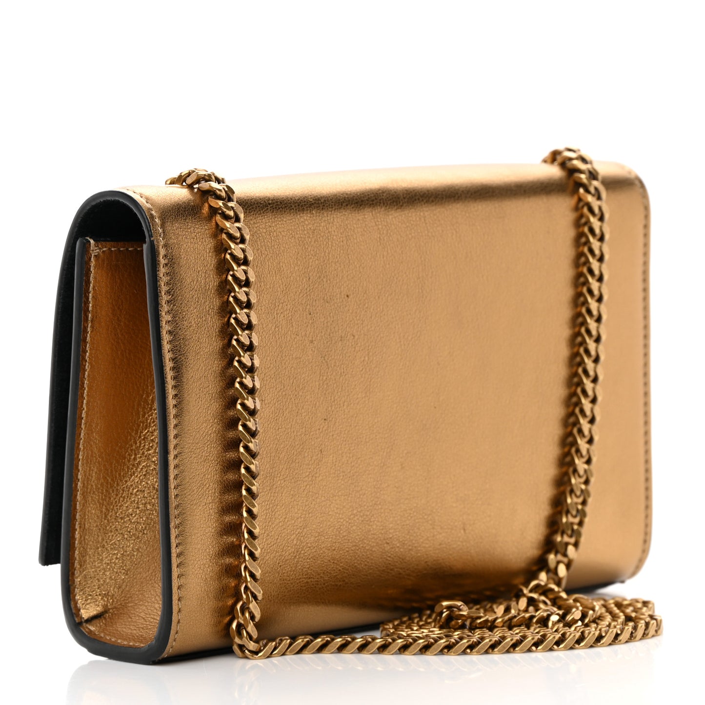 Metallic Calfskin Small Classic Monogram Kate Tassel Satchel Gold