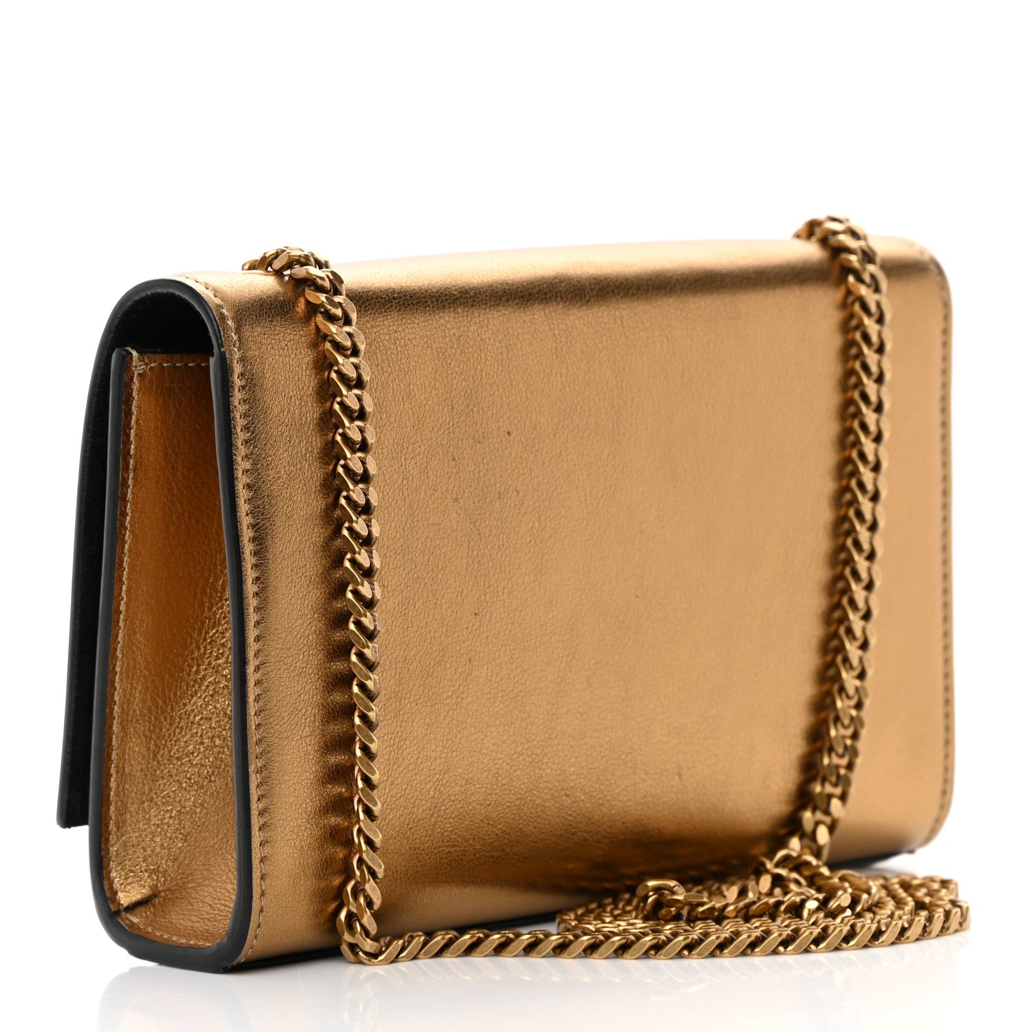 Saint Laurent Metallic Calfskin Small Classic Monogram Kate Tassel Satchel Gold 3 of 18
