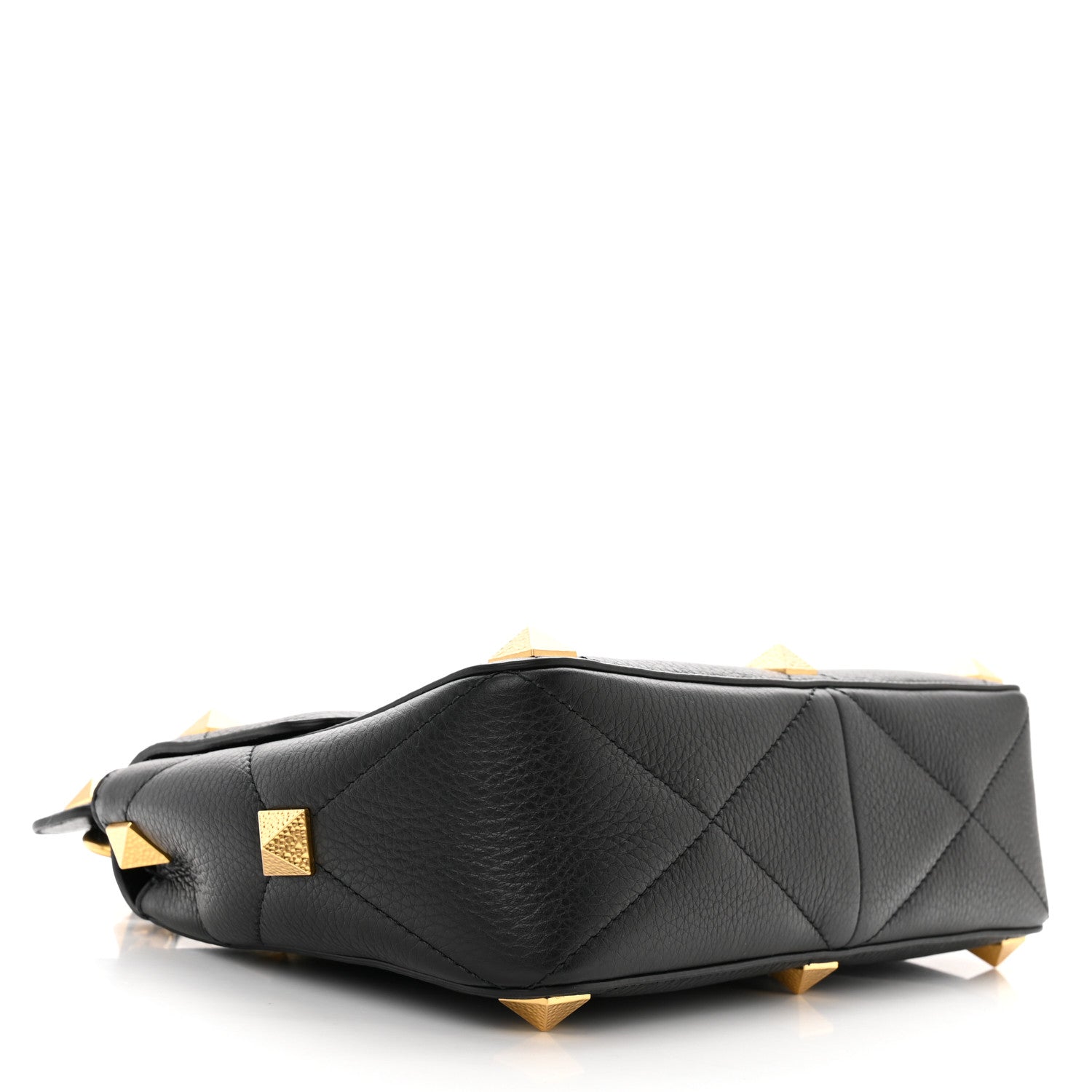 Valentino Garavani Grained Calfskin Large Roman Stud Shoulder Bag Black 4 of 9