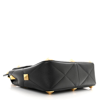 Valentino Garavani Grained Calfskin Large Roman Stud Shoulder Bag Black 4 of 9