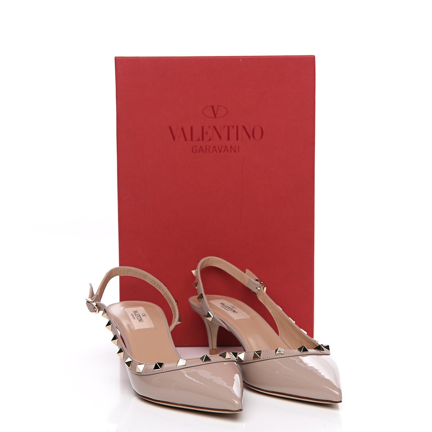 Patent Rockstud Half D'Orsay Slingback 50mm Pumps 39 Poudre