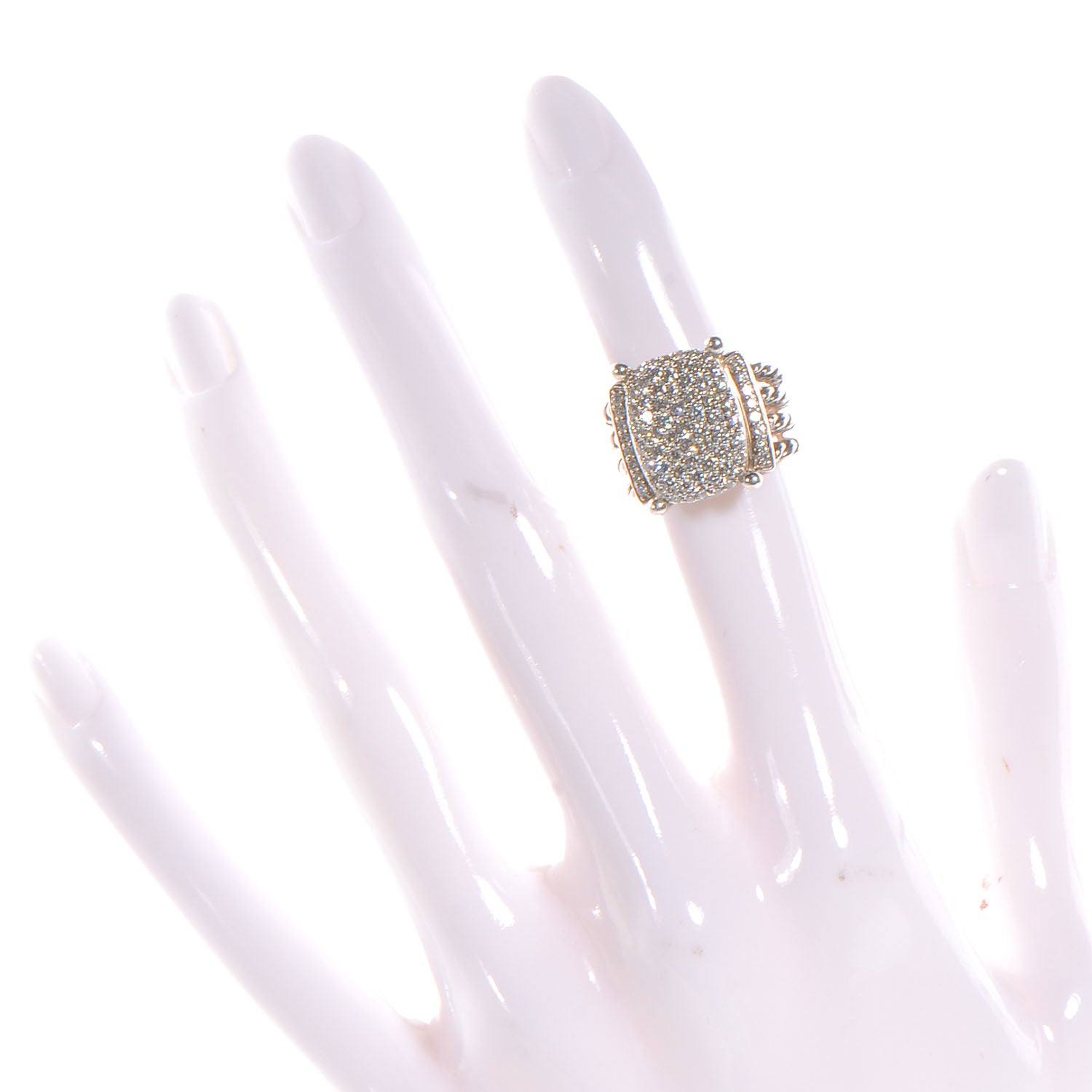 David Yurman Sterling Silver Diamond 16mm Wheaton Ring 47 4 2 of 5