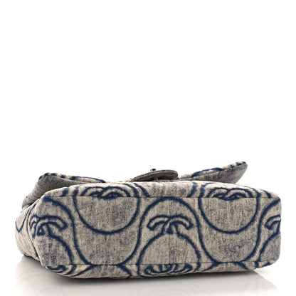 Chanel Denim Embossed CC Logo Print Jumbo Single Flap Blue 4 of 9