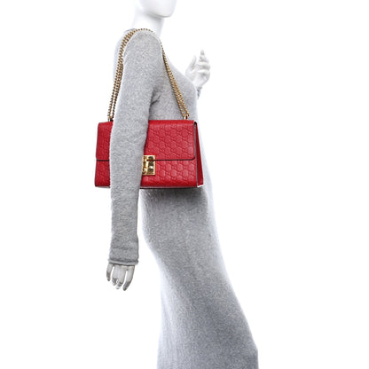 Gucci Guccissima Medium Padlock Shoulder Bag Hibiscus Red 2 of 10