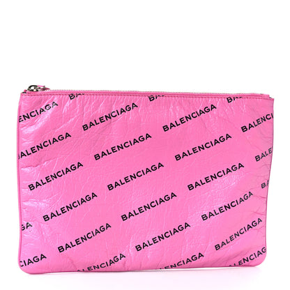 Balenciaga Agneau Arena Allover Logo Pouch Rose Bonbon Black 3 of 9