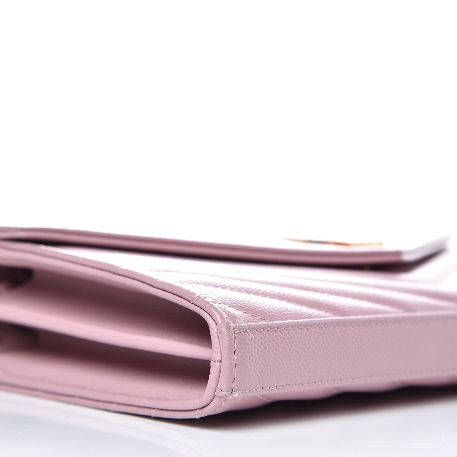 Saint Laurent Grain De Poudre Matelasse Chevron Monogram Chain Wallet Tender Pink 7 of 8