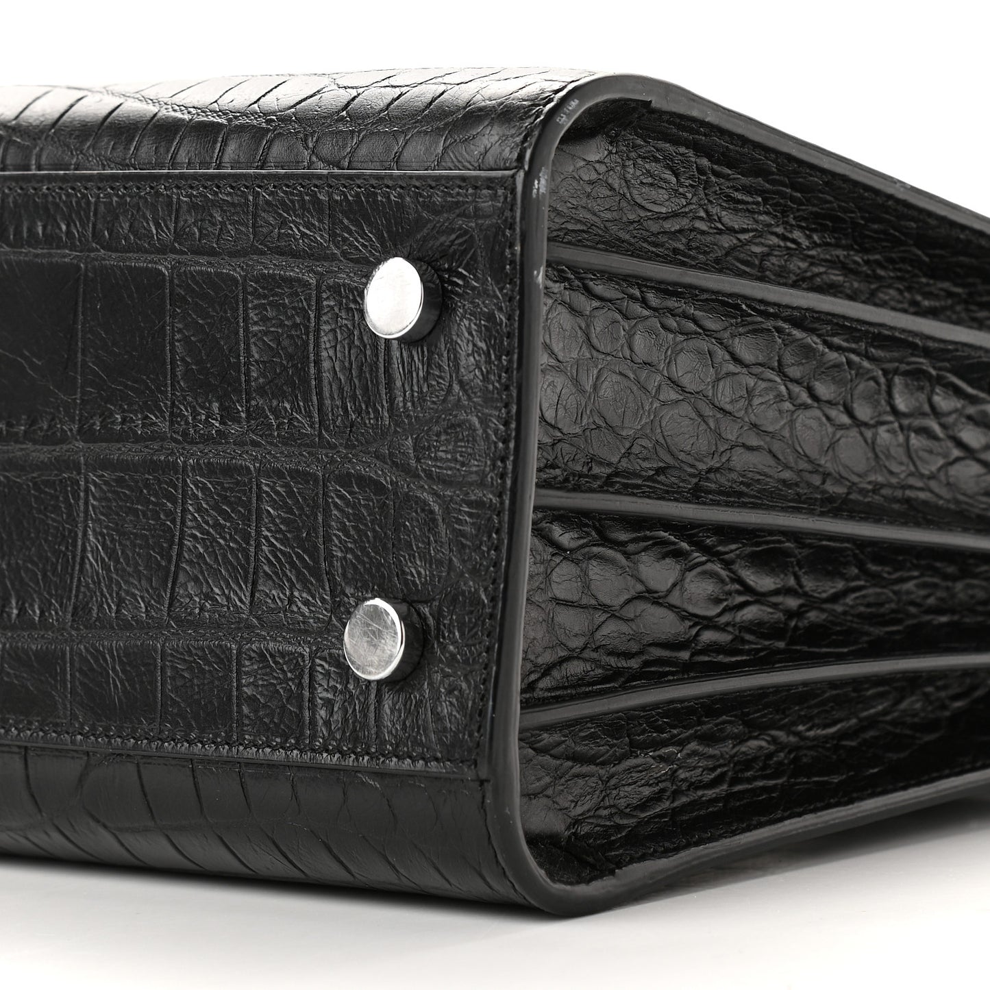 Calfskin Crocodile Embossed Baby Sac De Jour Black