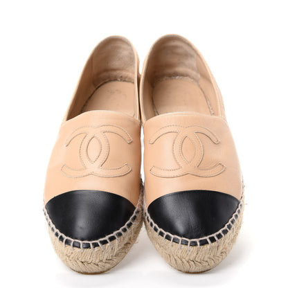 Chanel Lambskin CC Espadrilles 37 Beige Black 5 of 11