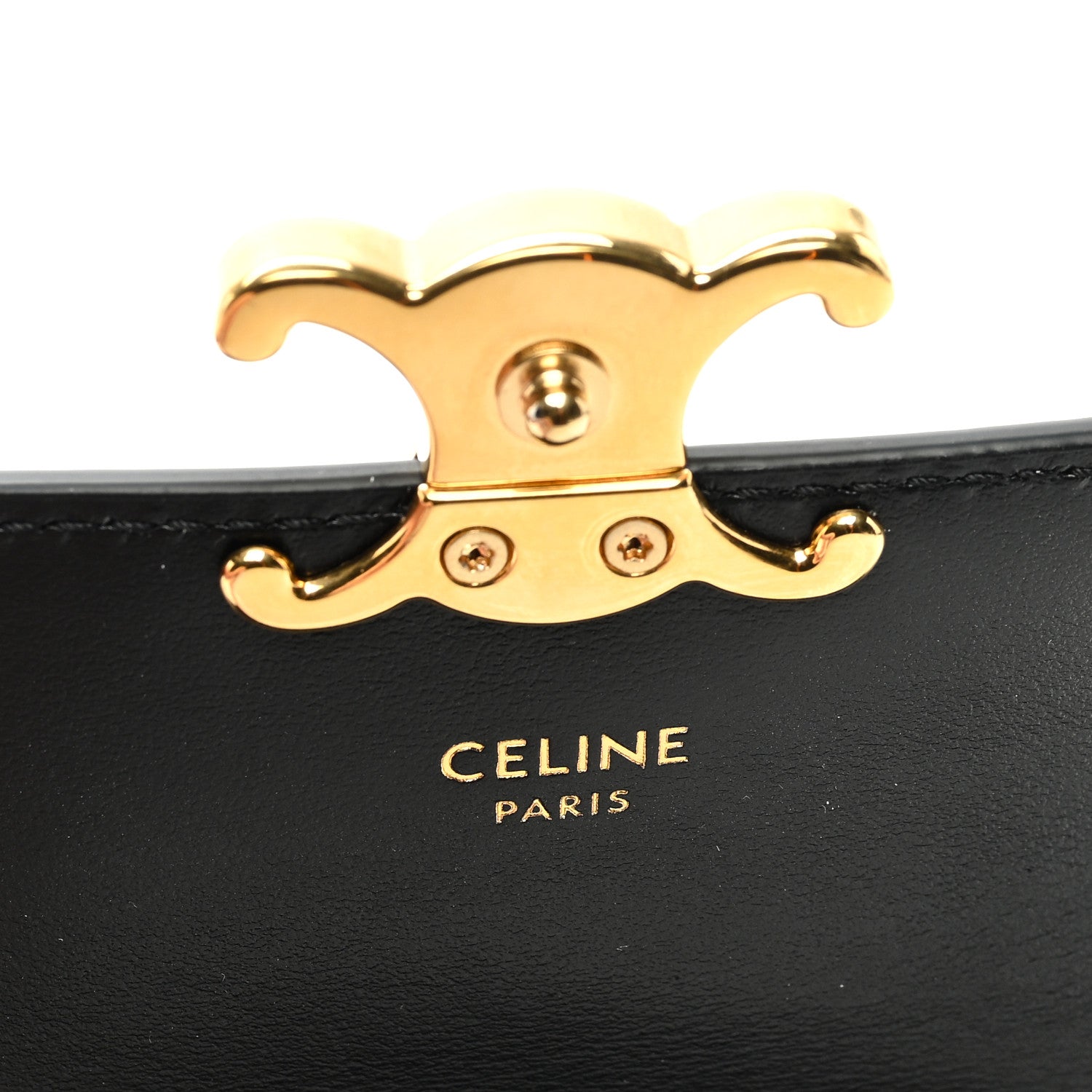 Celine Shiny Calfskin Triomphe Flap Card Holder Black 6 of 6