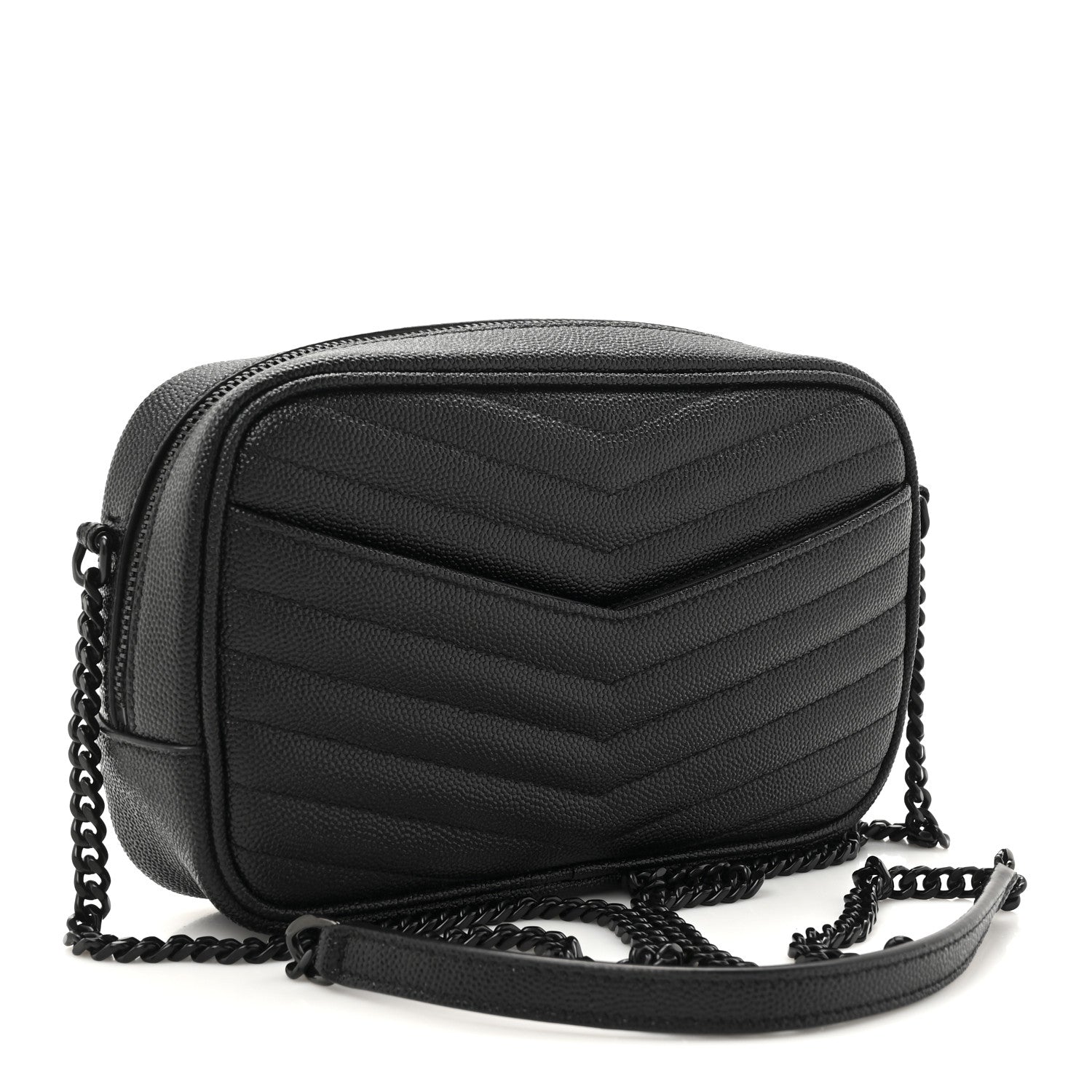 Saint Laurent Grain De Poudre Matelasse Monochrome Monogram Mini Lou Camera Bag Black 3 of 11