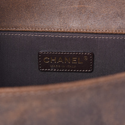 Chanel Aged Calfskin Nubuck Quilted Medium Boy Flap Brown Green 6 of 13