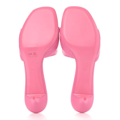 Louis Vuitton Lambskin Embossed Monogram Revival Mid Heel Mules 40 Rose Pop 5 of 11
