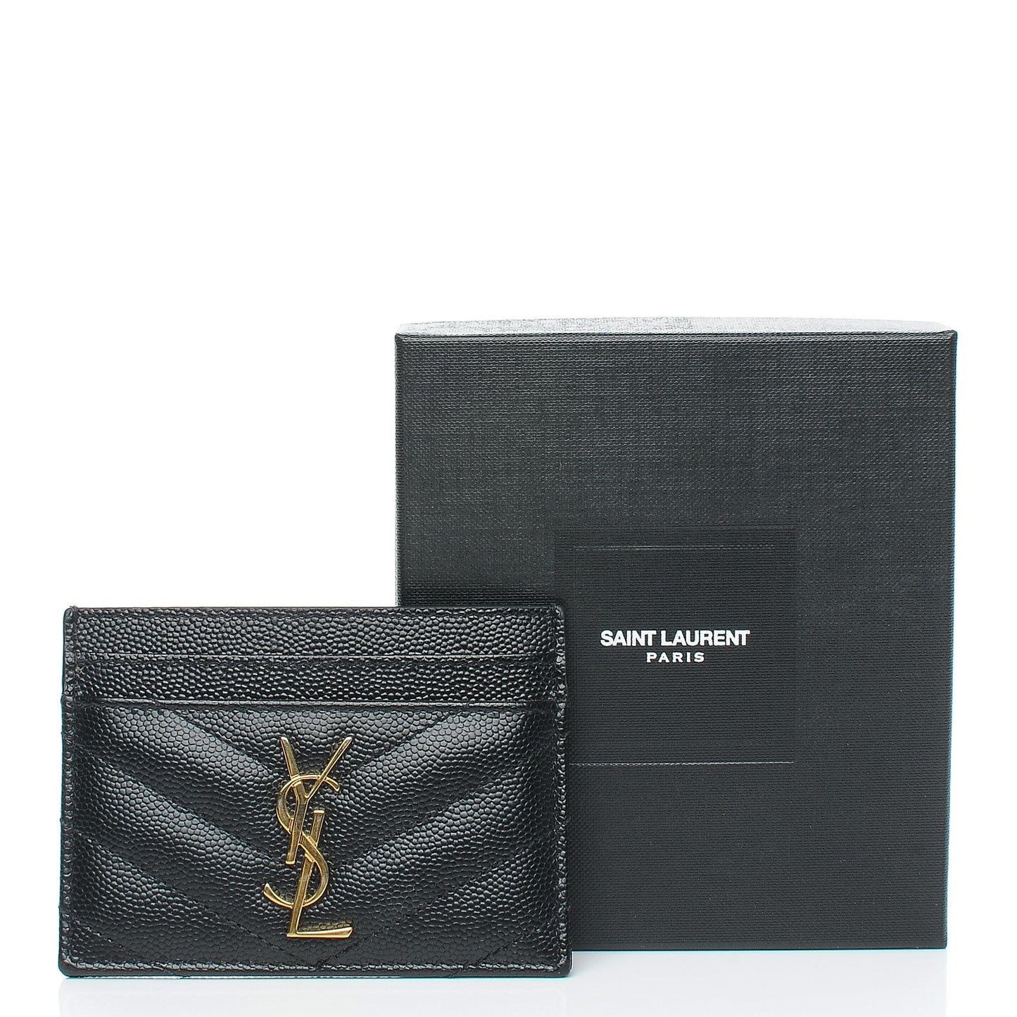 Grain De Poudre Matelasse Chevron Monogram Credit Card Case Black