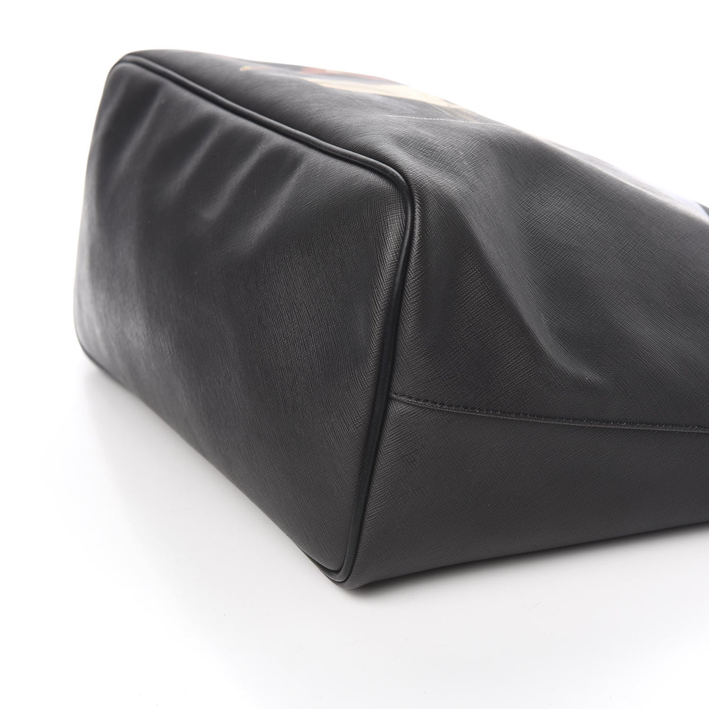 Textured Coated Canvas Bambi Print Large Antigona Tote Black