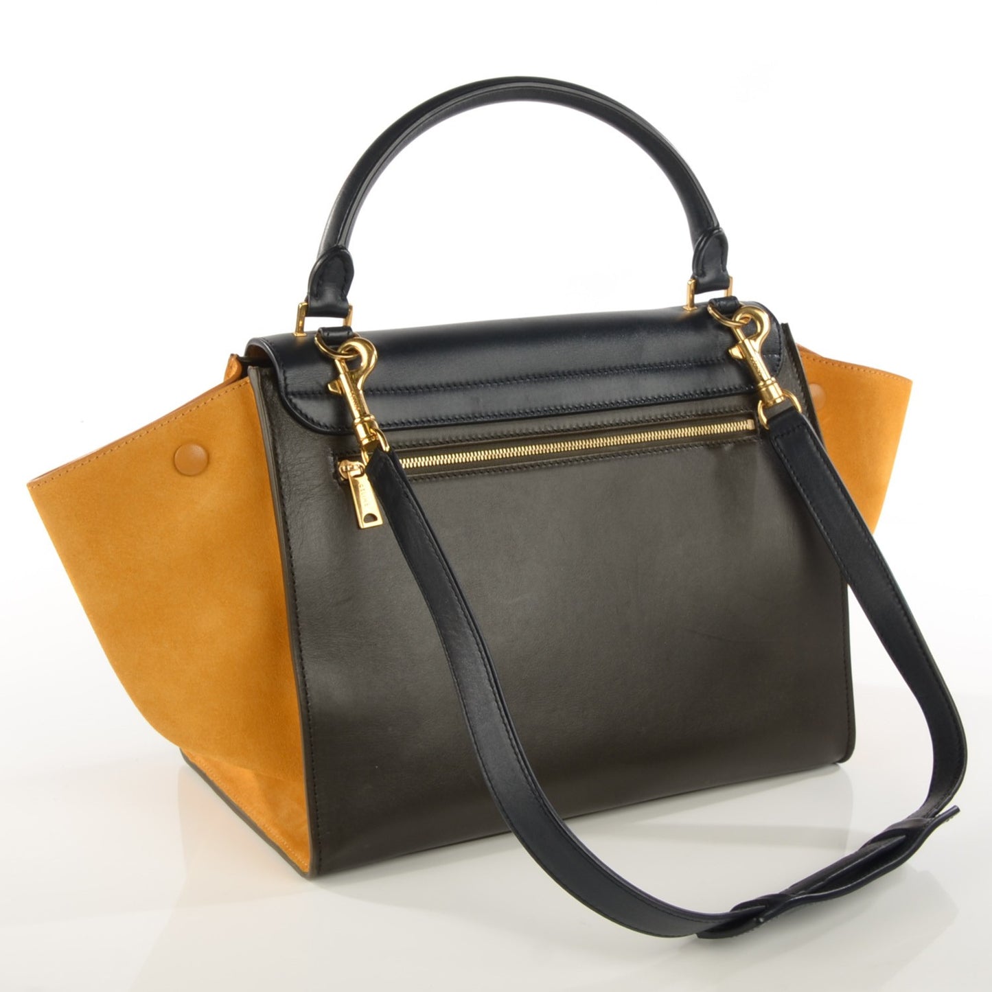 Smooth Calfskin Suede Medium Tri-Color Trapeze Mustard
