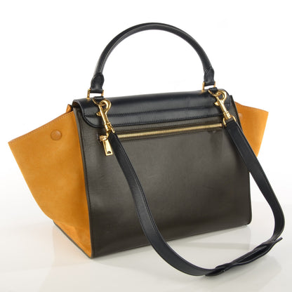 Celine Smooth Calfskin Suede Medium Tri-Color Trapeze Mustard 3 of 9