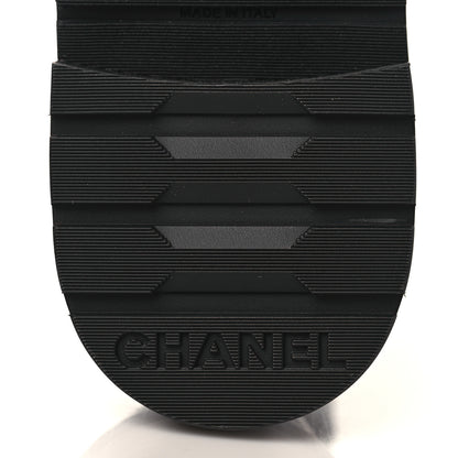 Chanel Shiny Goatskin Calfskin Quilted Lace Up Combat Boots 38.5 Black 6 of 8