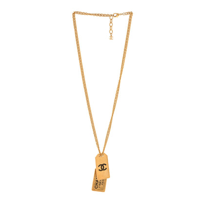 Chanel ID Dog Tag Charm Necklace Gold 3 of 4