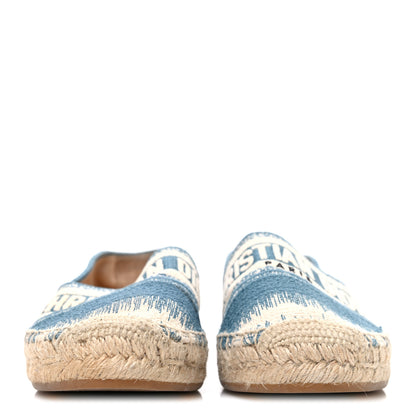 Christian Dior Cotton D-Stripes Embroidered Granville 15mm Espadrilles 35 Deep Ocean 3 of 10
