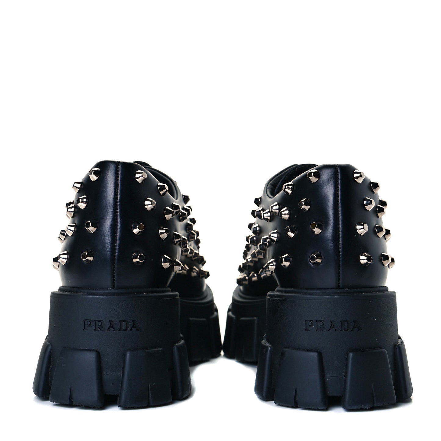 Spazzolato Rois Studded Lace Up Monolith 55mm Derby Loafers 39 Black
