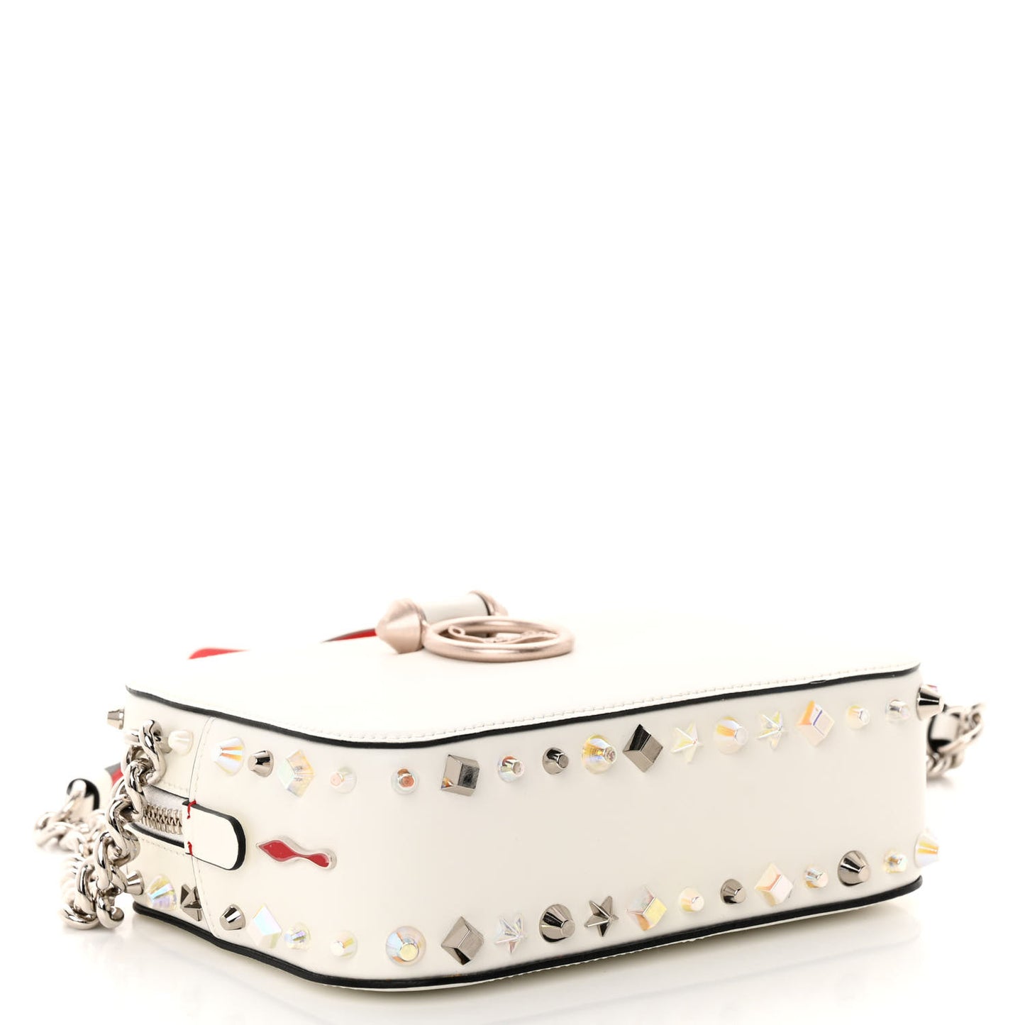 Vintage Trashmix Calfskin Spikes Mini Rubylou Crossbody White