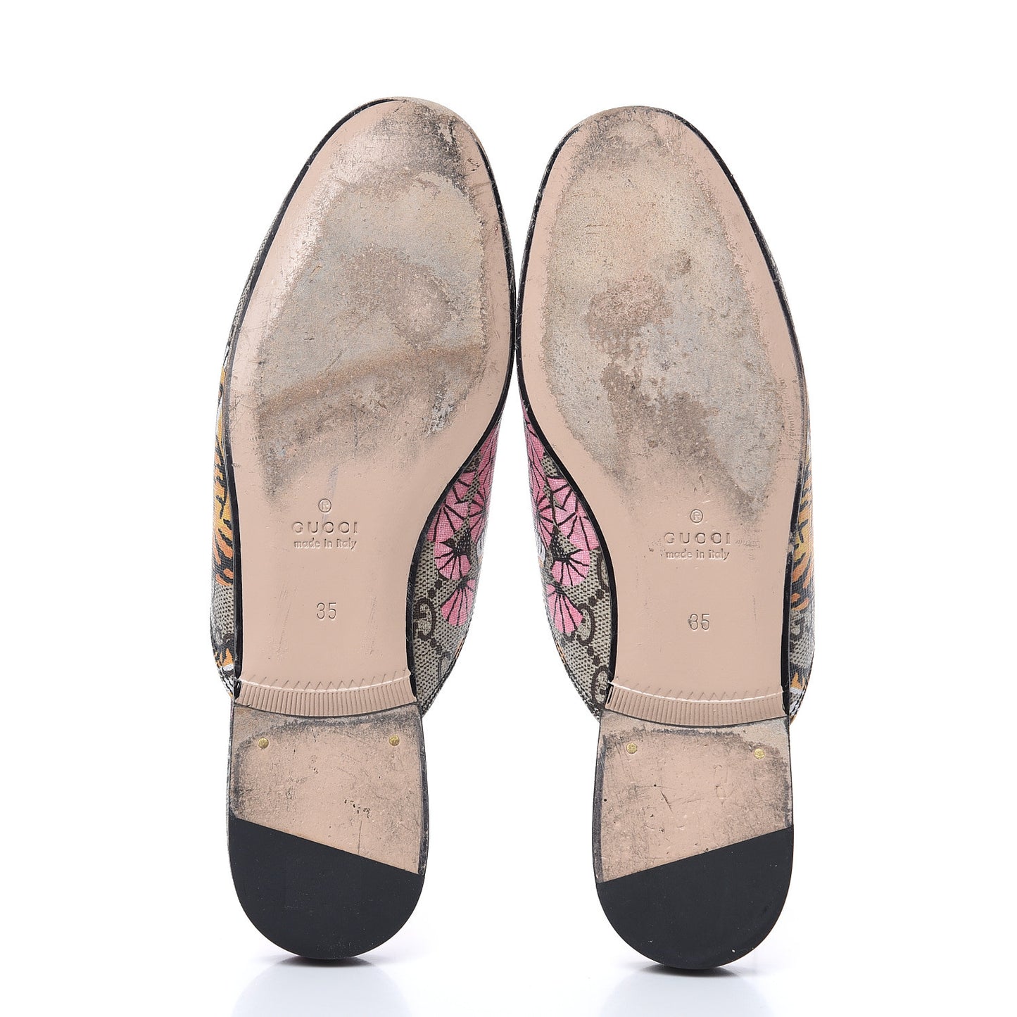 GG Supreme Monogram Bengal Womens Princetown Slippers 35 Beige Crop Pink