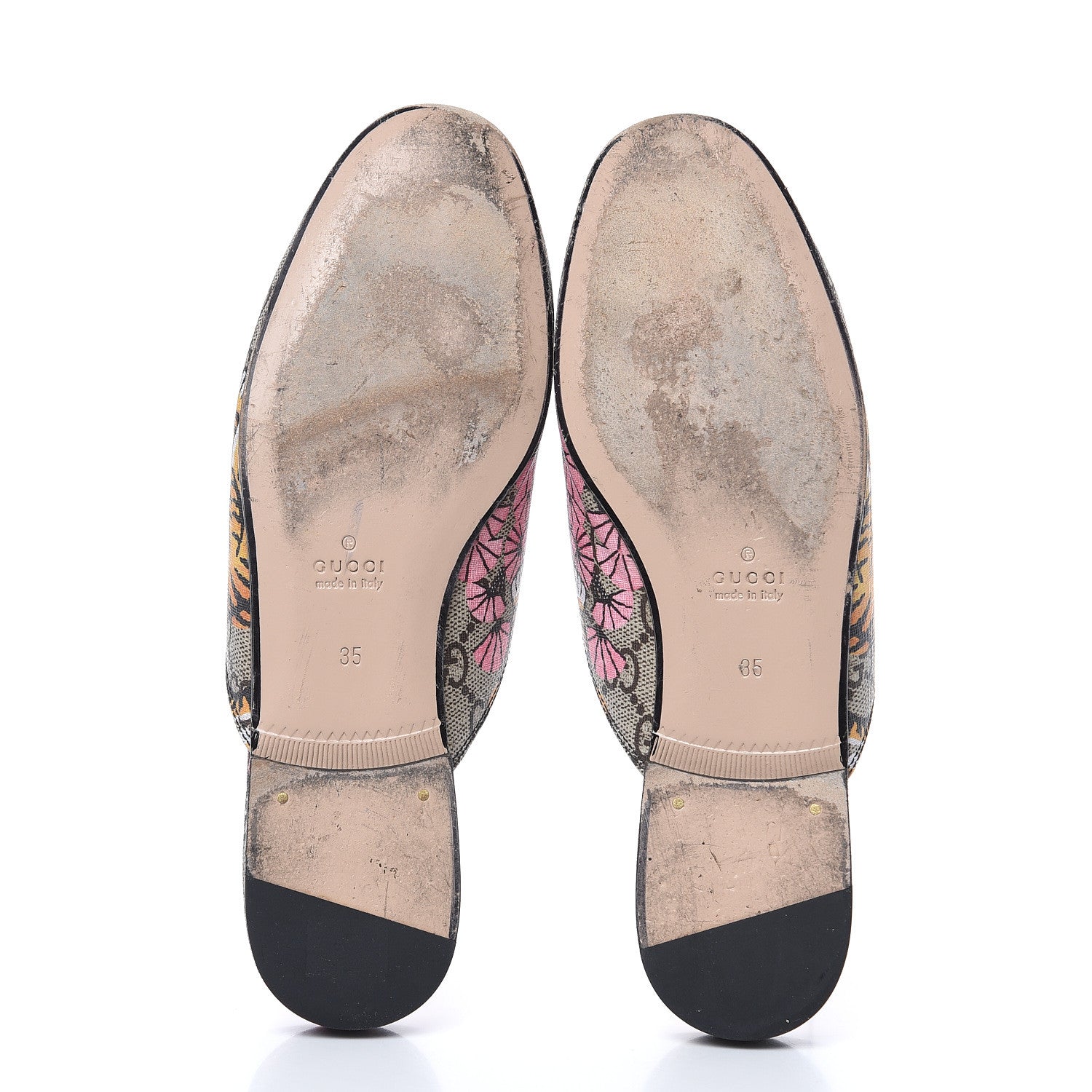 Gucci GG Supreme Monogram Bengal Womens Princetown Slippers 35 Beige Crop Pink 5 of 11