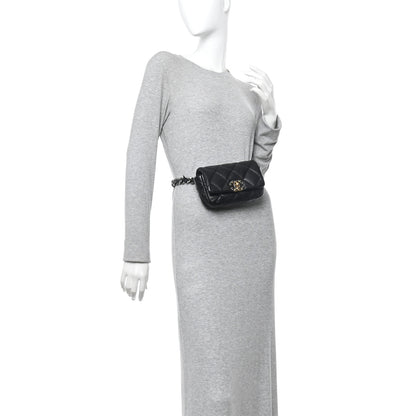 Chanel Goatskin Quilted Chanel 19 Waist Bag Black 2 of 10