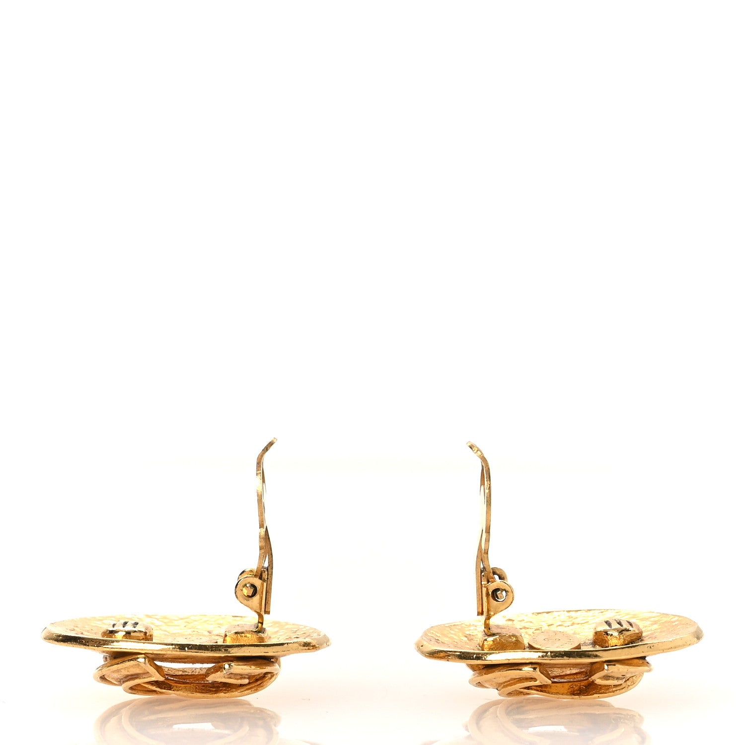 Chanel Oval CC Clip On Earrings Gold 6 of 10