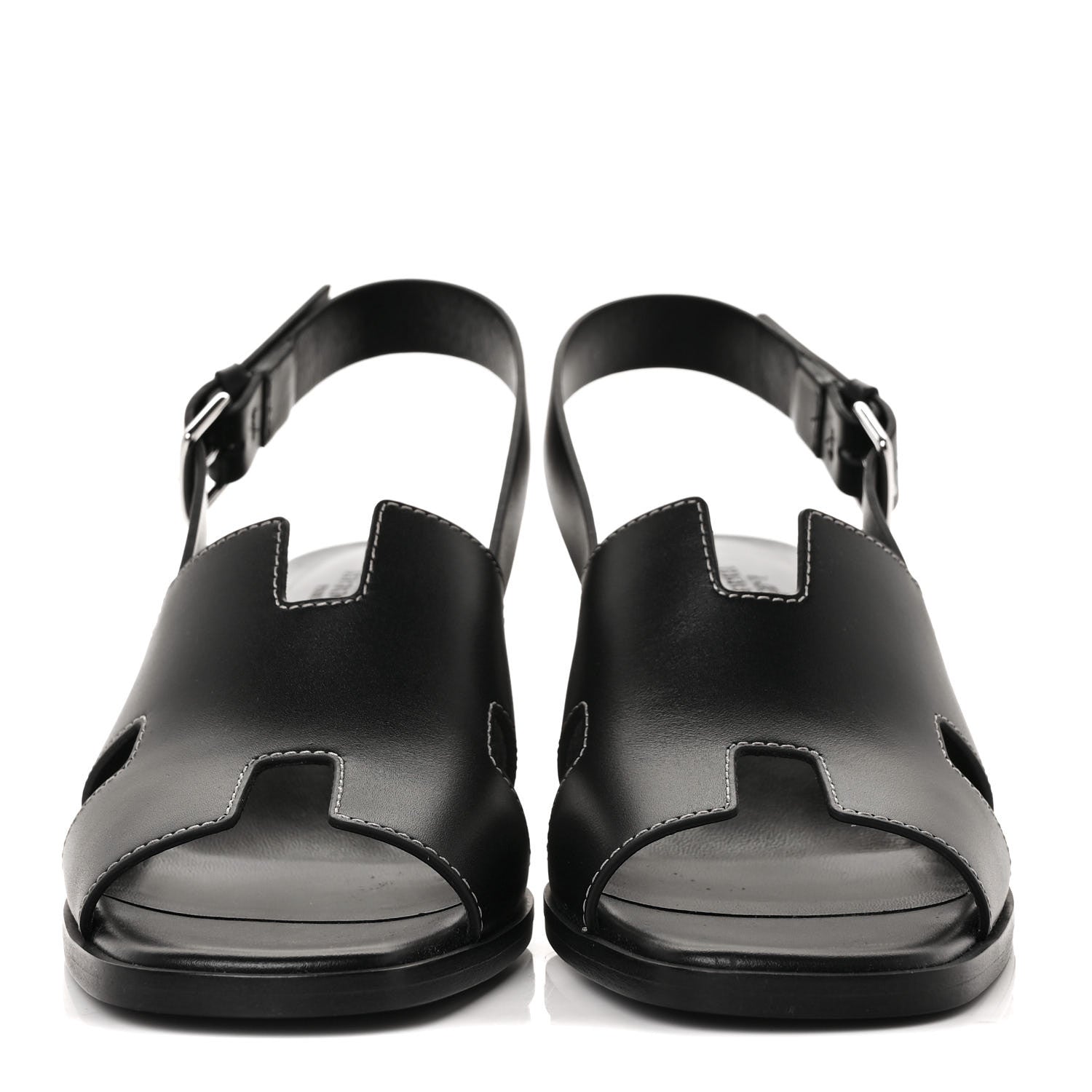Hermes Calfskin Elbe 60 Sandals 38 Black 2 of 9