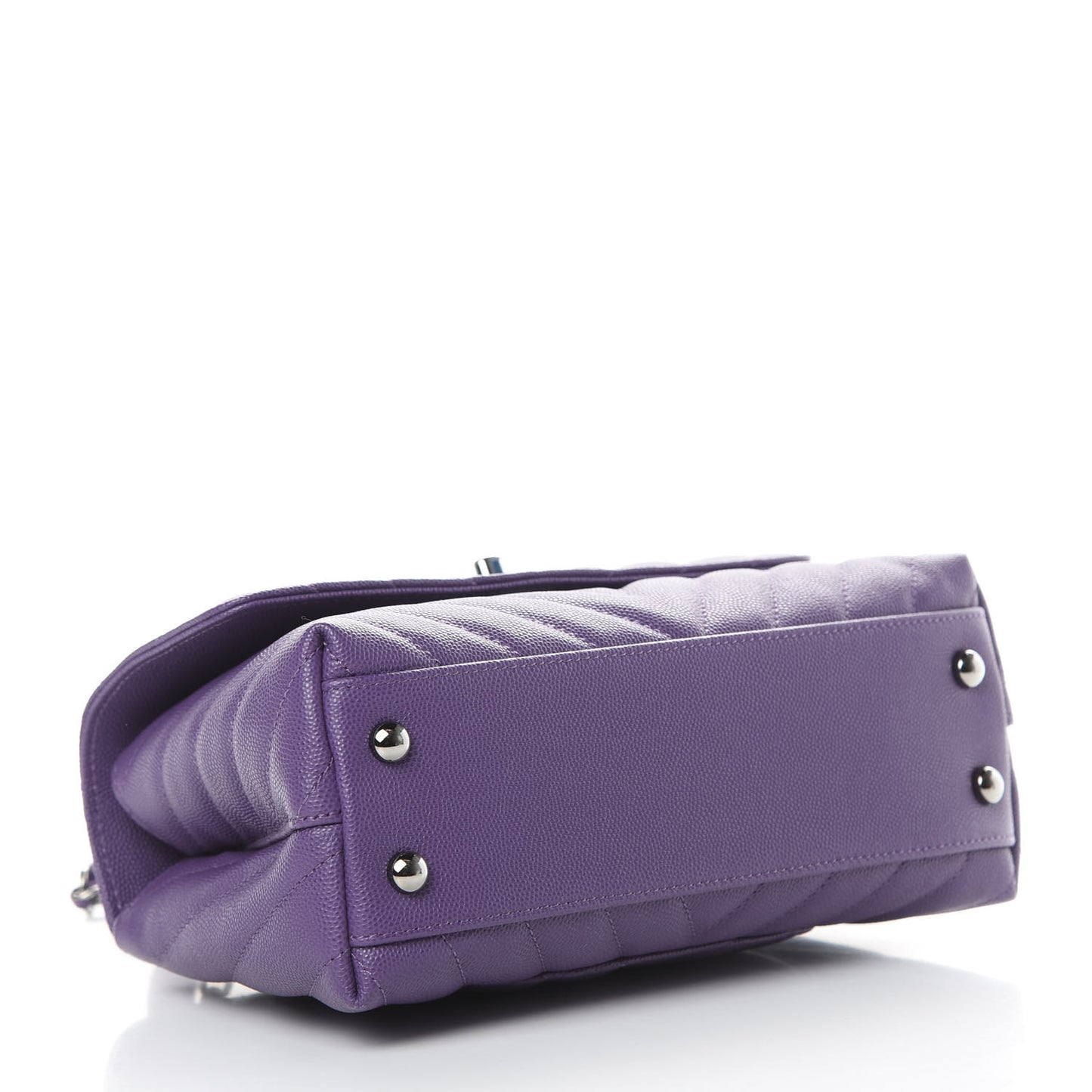 Caviar Chevron Quilted Mini Coco Handle Flap Purple